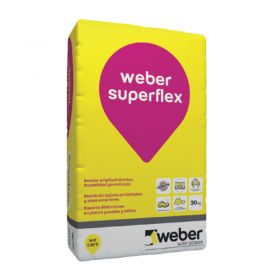 Pegamento pisos y revestimientos Weber Superflex alta tolerancia termica bolsa x 30kg