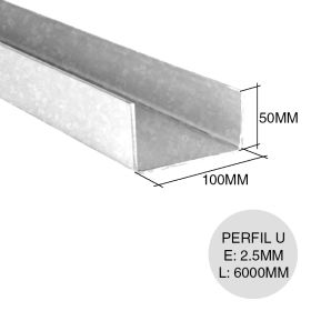 Perfil U acero galvanizado estructuras metalicas 2.5mm x 50mm x 100mm x 6m